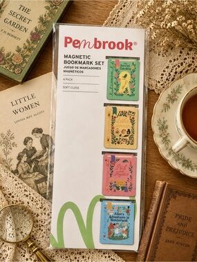 Pembrook Magnetic Bookmarks 4 Pack Vintage Bookworm